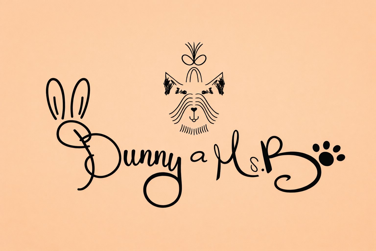 Logo with rabbit and dog illustrations and 'Dunny a la Mode' text on a beige background